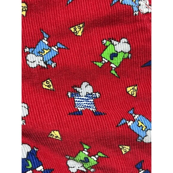 VTG 90s Cute Cumber Toddler 4T Red Corduroy Overalls Mice Cheese Print‎ Playwear - Picture 5 of 16